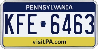 PA license plate KFE6463