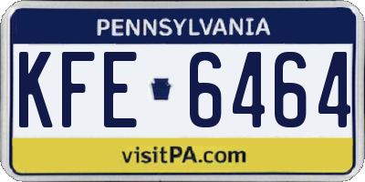 PA license plate KFE6464