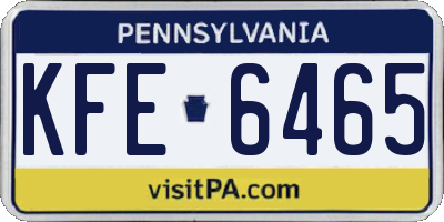 PA license plate KFE6465