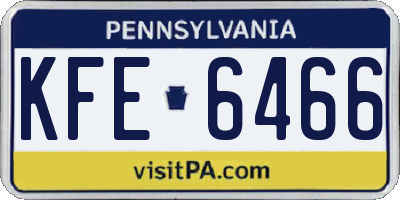 PA license plate KFE6466