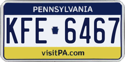 PA license plate KFE6467