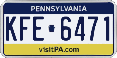 PA license plate KFE6471