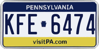 PA license plate KFE6474
