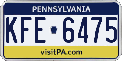 PA license plate KFE6475