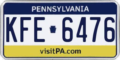 PA license plate KFE6476