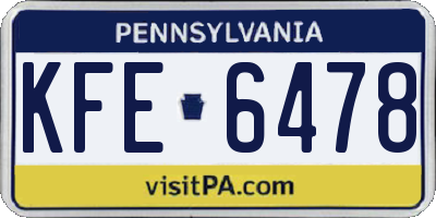 PA license plate KFE6478