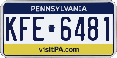 PA license plate KFE6481