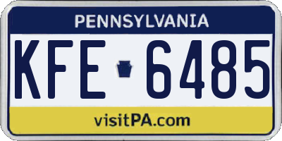 PA license plate KFE6485