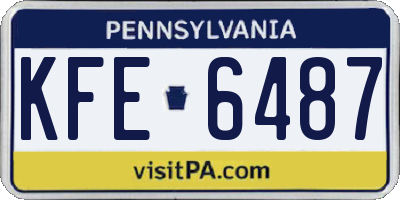 PA license plate KFE6487