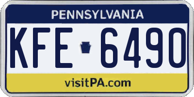 PA license plate KFE6490