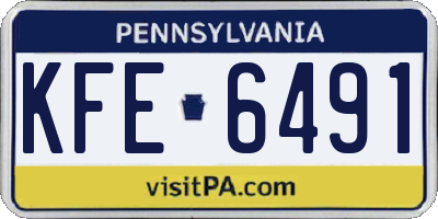PA license plate KFE6491