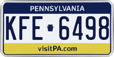 PA license plate KFE6498