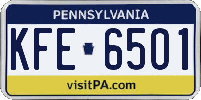 PA license plate KFE6501