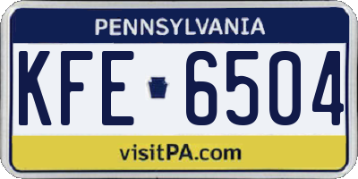 PA license plate KFE6504