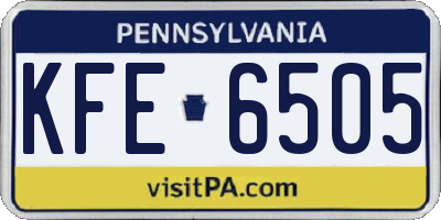 PA license plate KFE6505