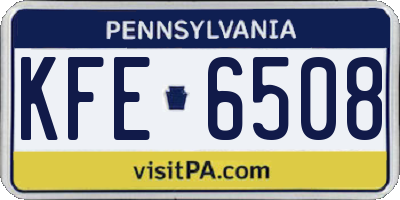 PA license plate KFE6508