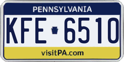 PA license plate KFE6510