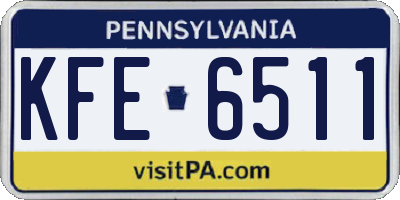 PA license plate KFE6511
