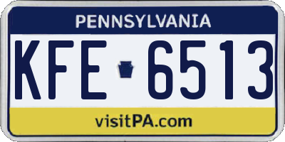 PA license plate KFE6513