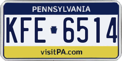 PA license plate KFE6514