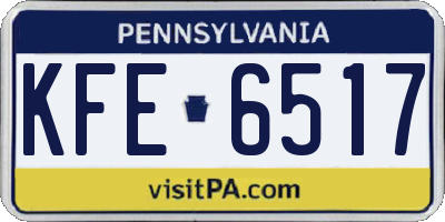 PA license plate KFE6517