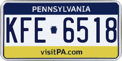 PA license plate KFE6518