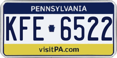 PA license plate KFE6522