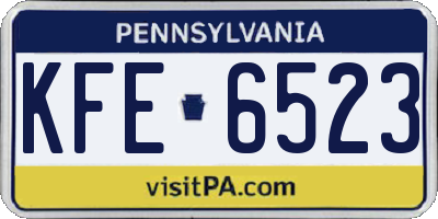 PA license plate KFE6523