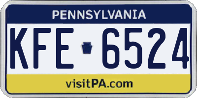 PA license plate KFE6524