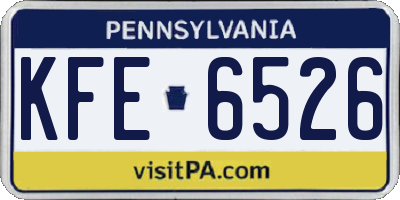 PA license plate KFE6526