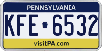 PA license plate KFE6532