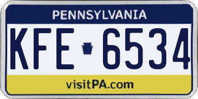 PA license plate KFE6534