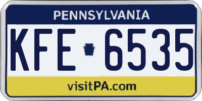 PA license plate KFE6535