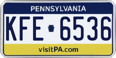 PA license plate KFE6536