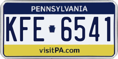 PA license plate KFE6541