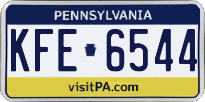 PA license plate KFE6544