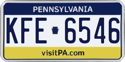 PA license plate KFE6546