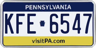 PA license plate KFE6547