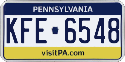 PA license plate KFE6548