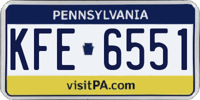 PA license plate KFE6551