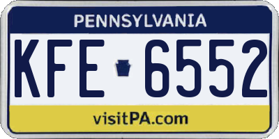 PA license plate KFE6552
