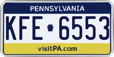 PA license plate KFE6553