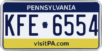 PA license plate KFE6554