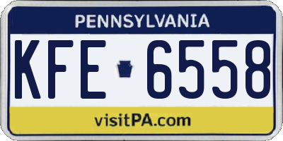 PA license plate KFE6558
