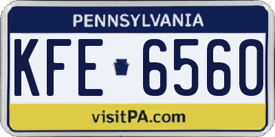 PA license plate KFE6560
