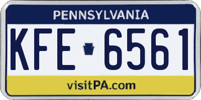 PA license plate KFE6561