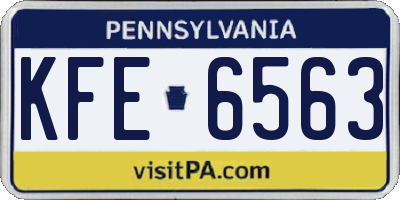 PA license plate KFE6563