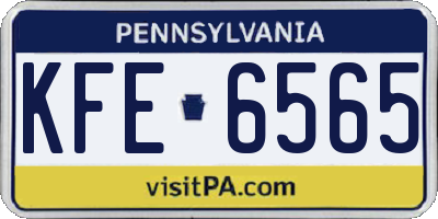PA license plate KFE6565