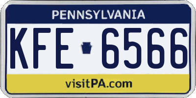 PA license plate KFE6566