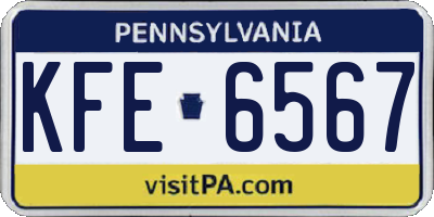 PA license plate KFE6567